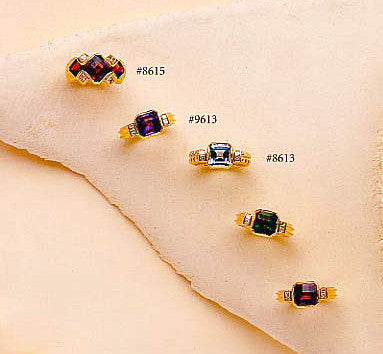 Signature Gold & Checkerboard Cut Gemstone Rings
